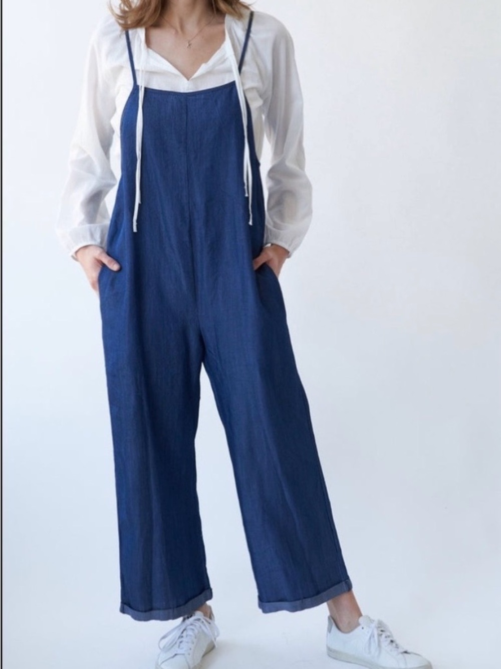 LA Relaxed Agave Lyocell denim overalls Small - Picture 2 of 10